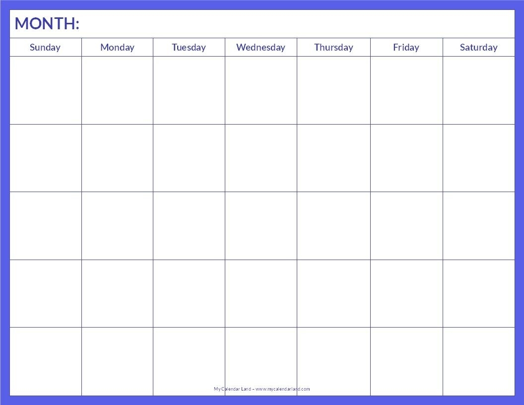 Blank Calendar Printable My Calendar Land | Words To Live By-Blank Calendar Page Monday To Friday