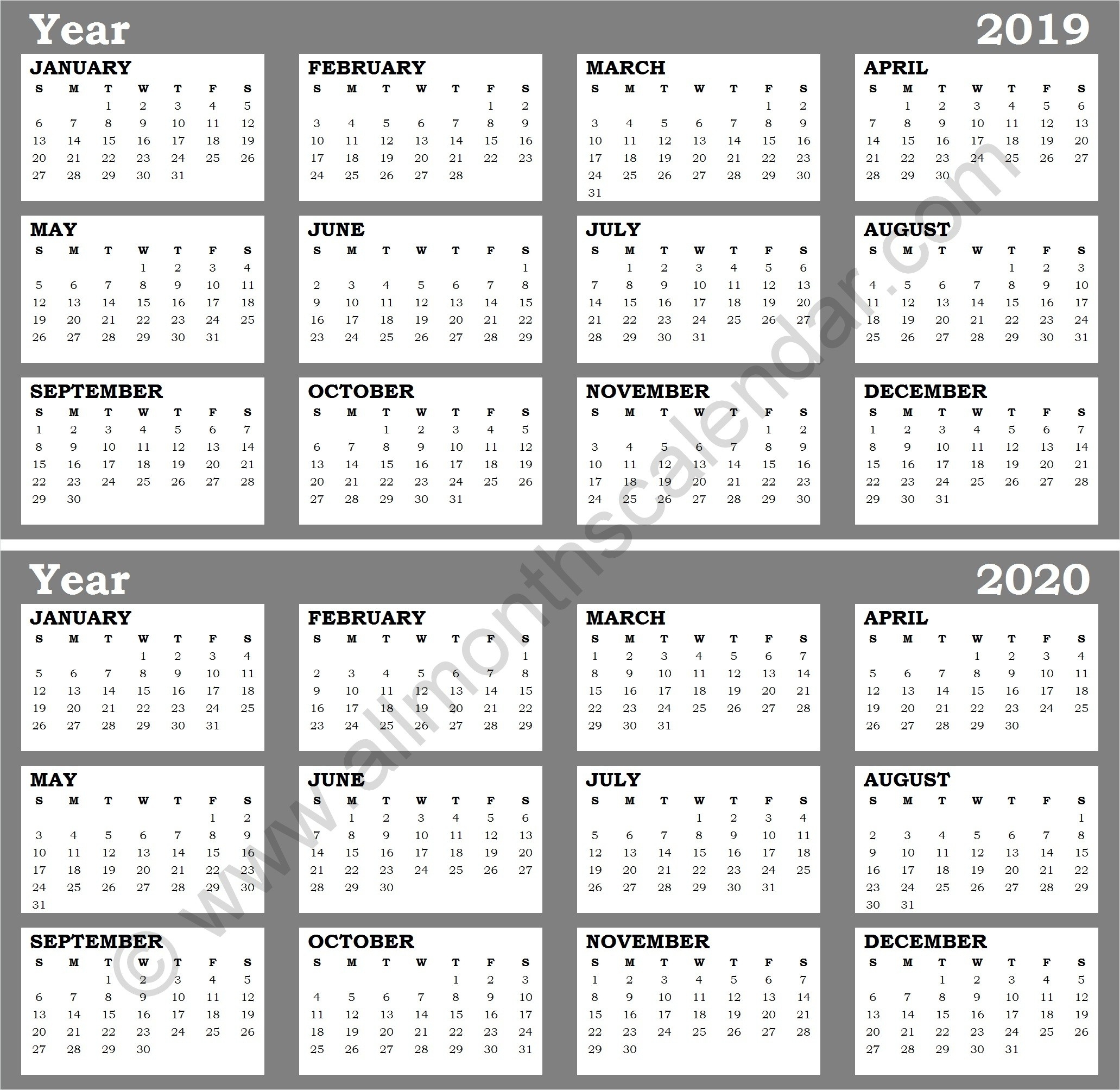 Blank Calendar Template 2019 To 2020 | Printable Blank-Blank W 9 2020