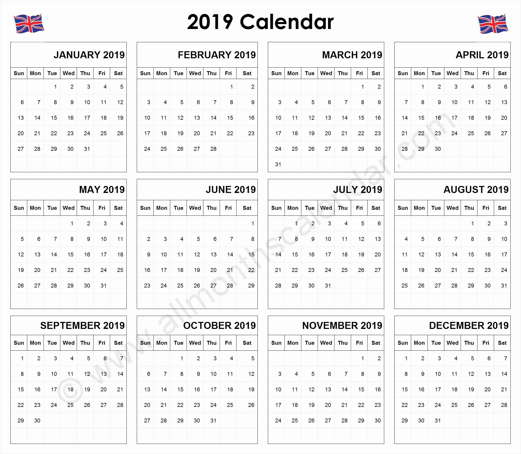 Blank Month Caledar Uk | Calendar Template Printable