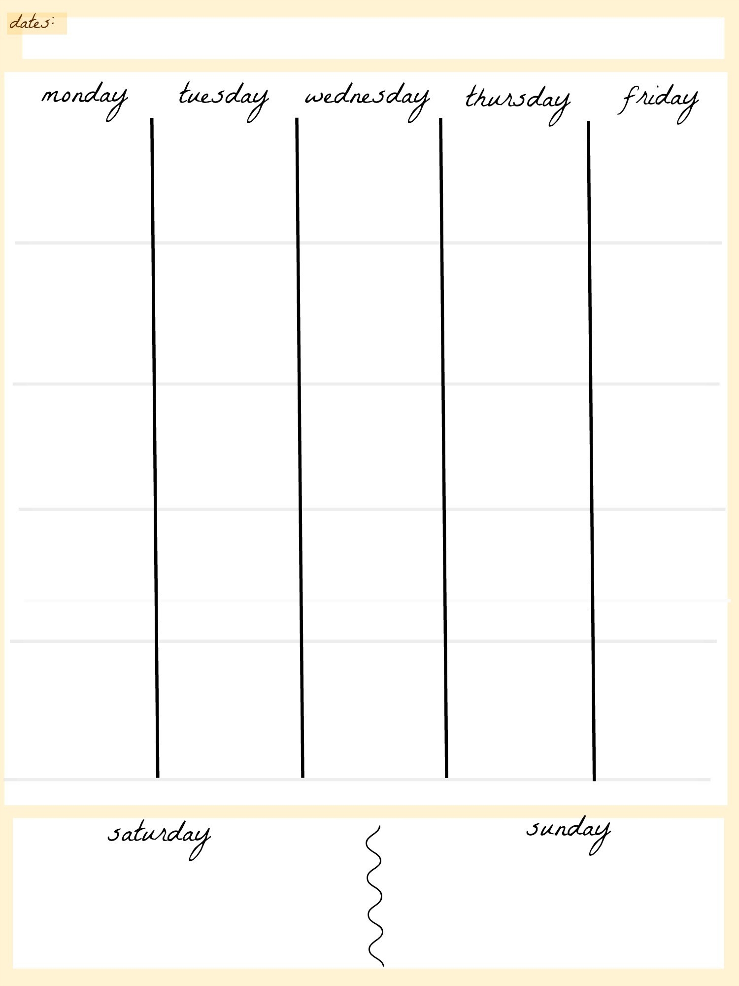 Blank Calendar Template 5 Day Week Weekly Calendar 5 Day-5 Day Week Calendar Template