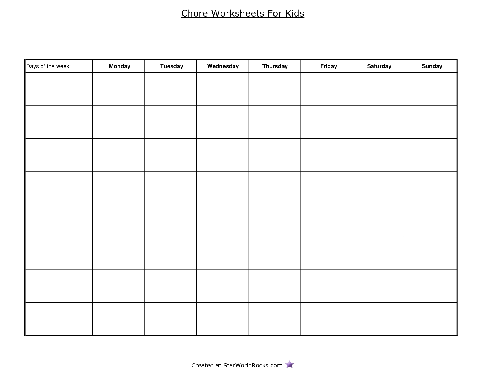 Free Blank Charts To Print Calendar Template Printable