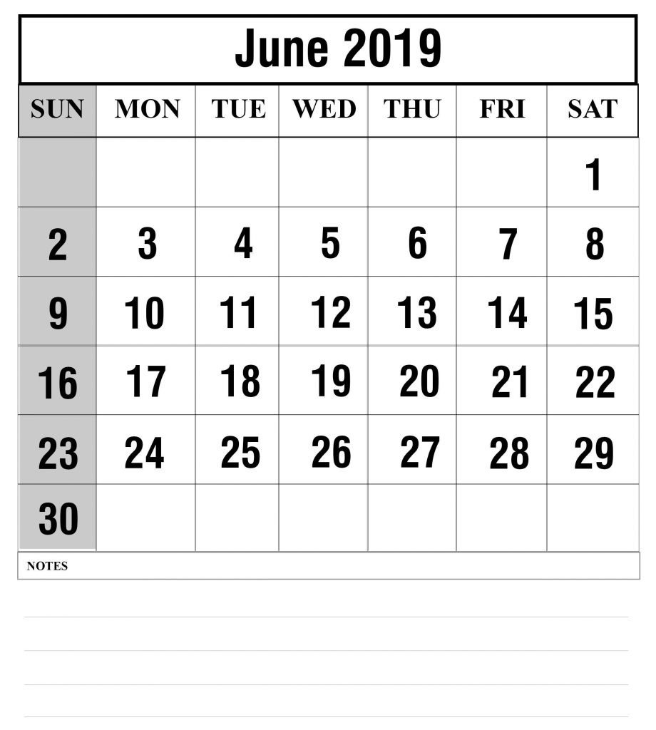 Blank June 2019 Calendar Printable In Pdf, Word, Excel-Blank Calandar Of Events 2020