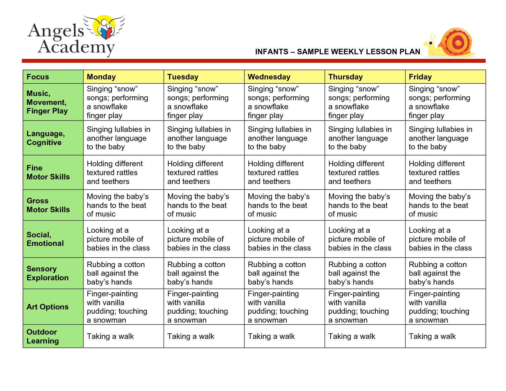 Daycare Weekly Lesson Plan Template Calendar Template Printable