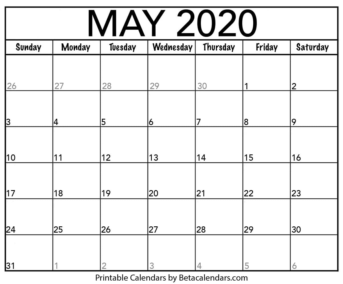 Blank May 2020 Calendar Printable - Beta Calendars-2020 Catholic Monthly Calendar Printable