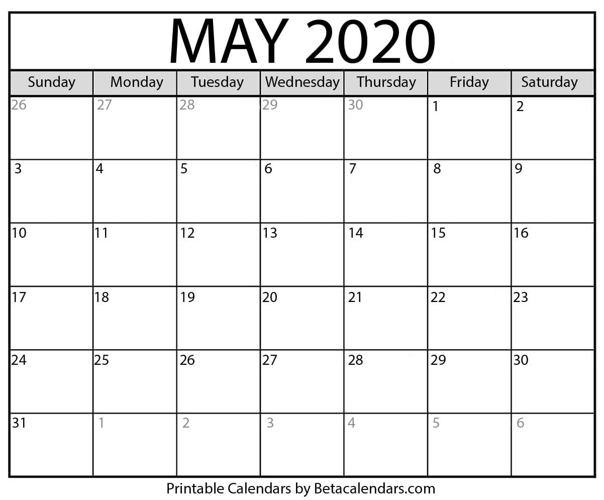 Blank May 2020 Calendar Printable - Beta Calendars-Blank Monthly Calendar Printable 2020 Monday Start