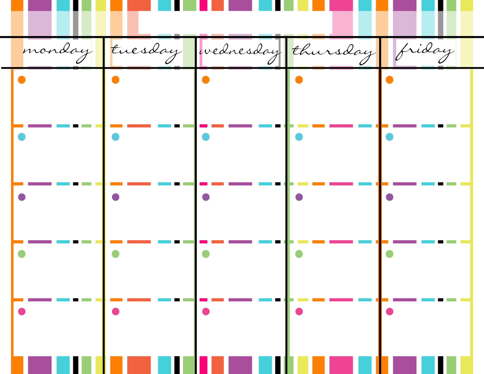 Weekly Schedule Template Printable Monday Friday