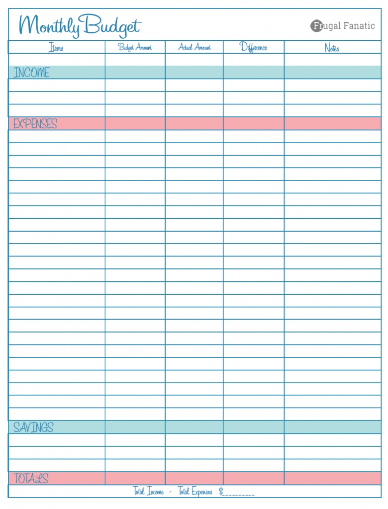 Blank Monthly Budget Worksheet - Frugal Fanatic-Blank Monthly Bill Payment Worksheet