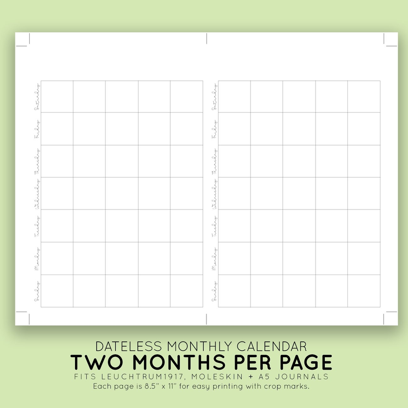 Blank Monthly Printable Calendar | Laura Kinker Designs-Printable 5.5 X 8.5 Monthly Calendar