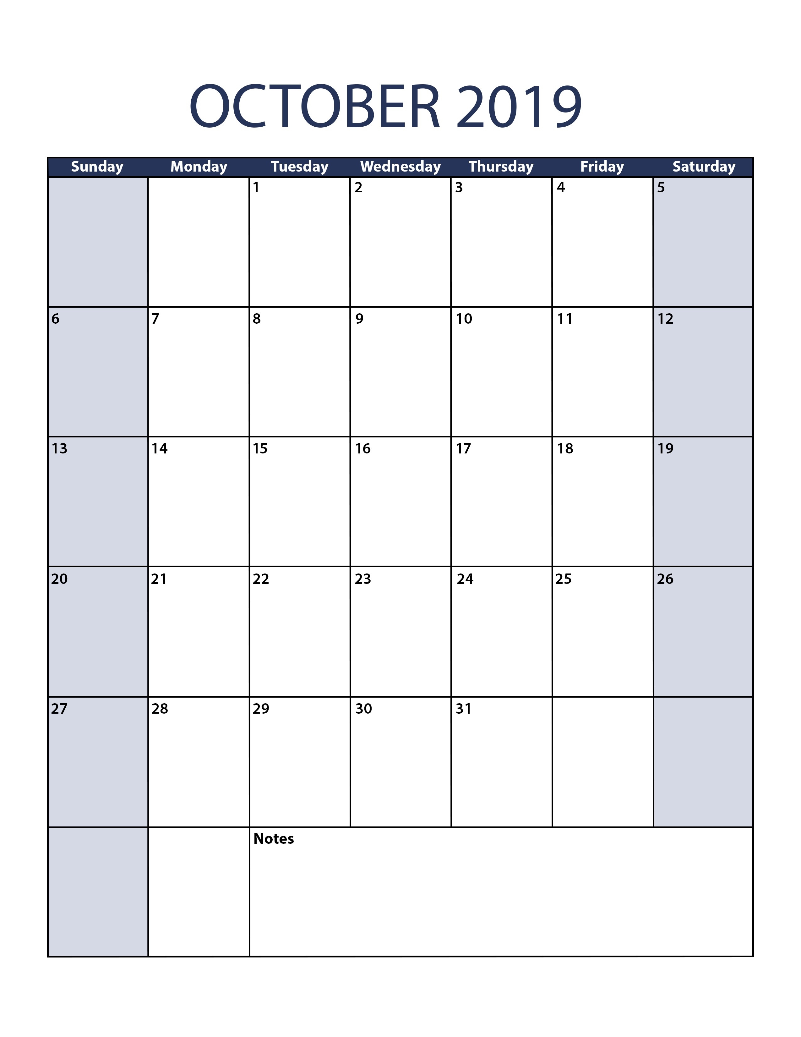 Blank October 2019 Calendar To Print-Blank Calendar Template With Jewish Holidays