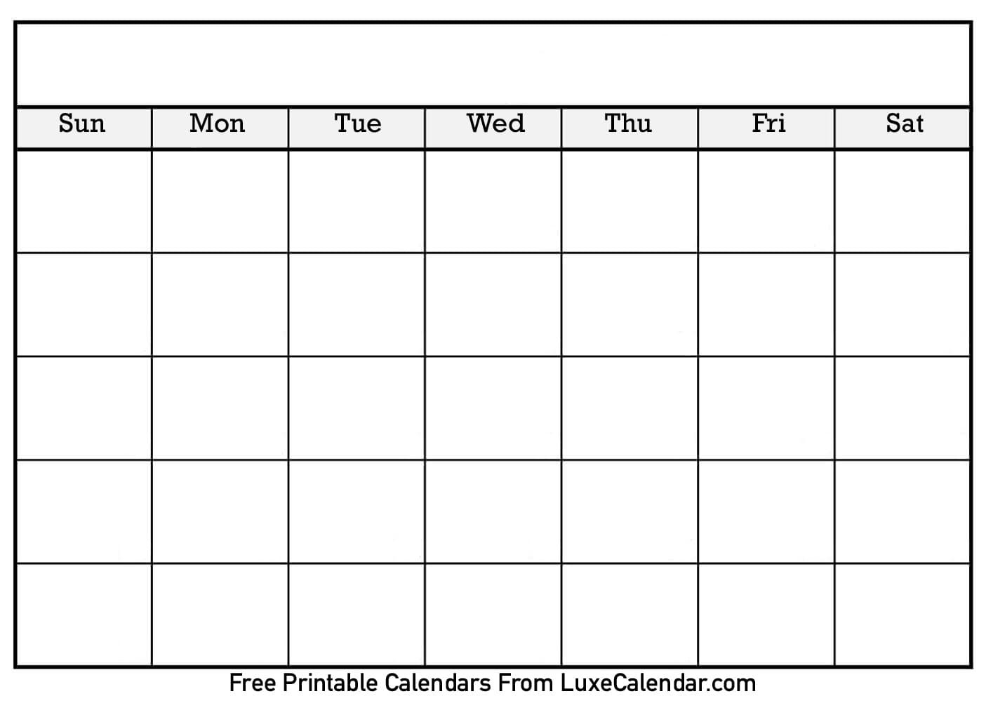 Blank Printable Calendar - Luxe Calendar-Blank Month Calendar Page