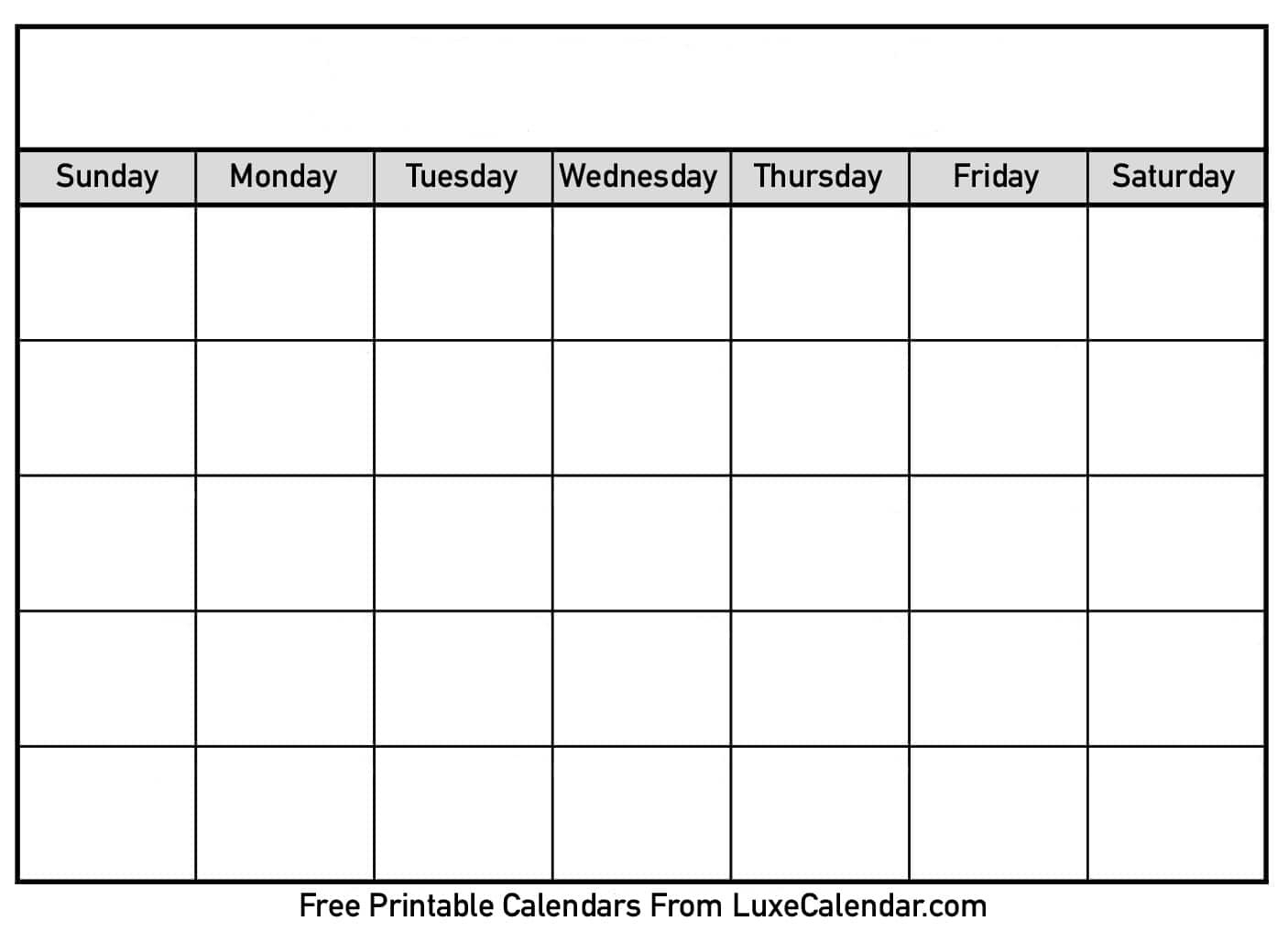 Blank Printable Calendar - Luxe Calendar-Fill In Printable Calendar Templates