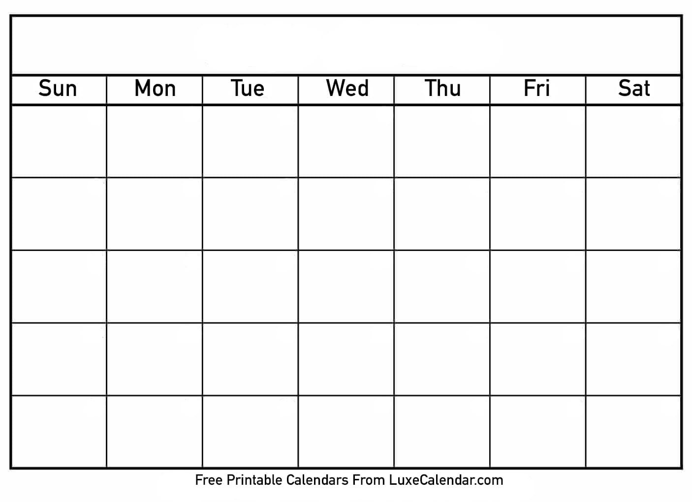 Blank Printable Calendar - Luxe Calendar-Free Calendar Template Printable 201