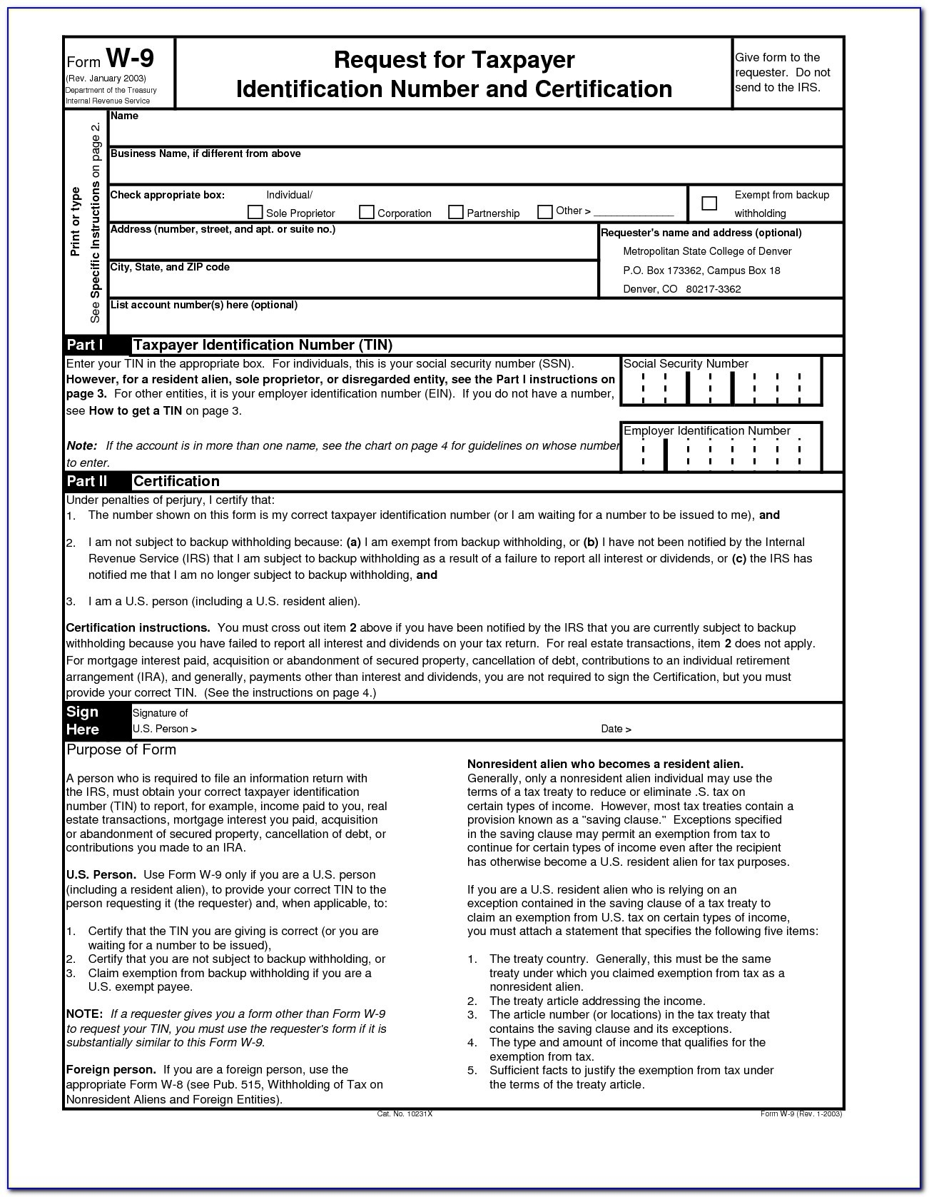 Printable Copy Of A W 9 Form Printable Forms Free Online