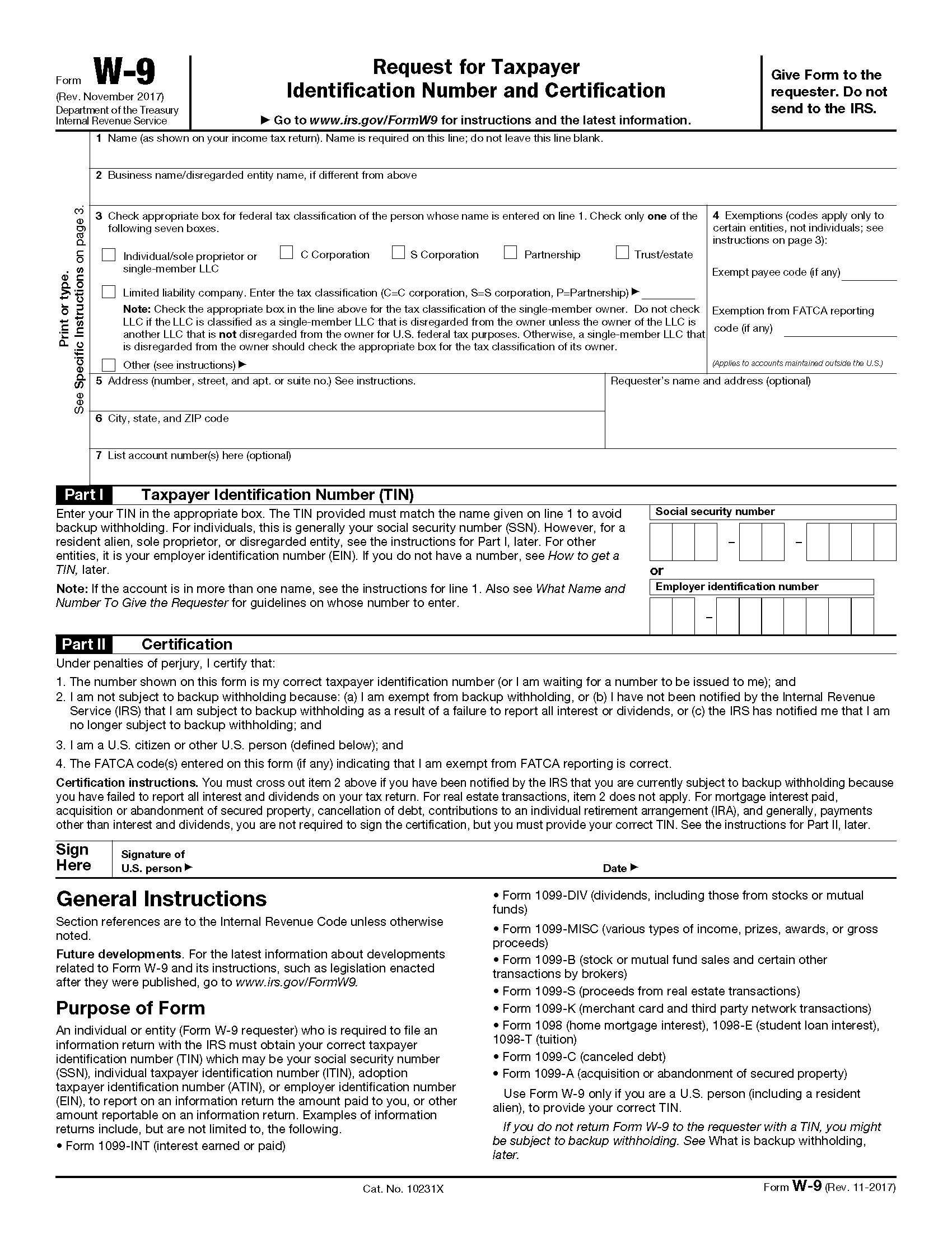 Blank W9 Form 2020 Printable Calendar Template Printable