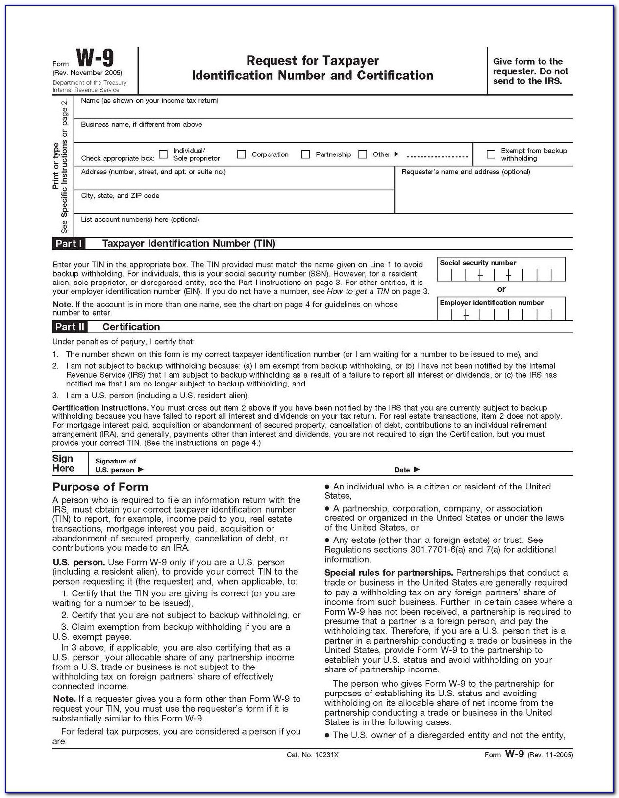 Blank Tax Forms W9 Calendar Template Printable