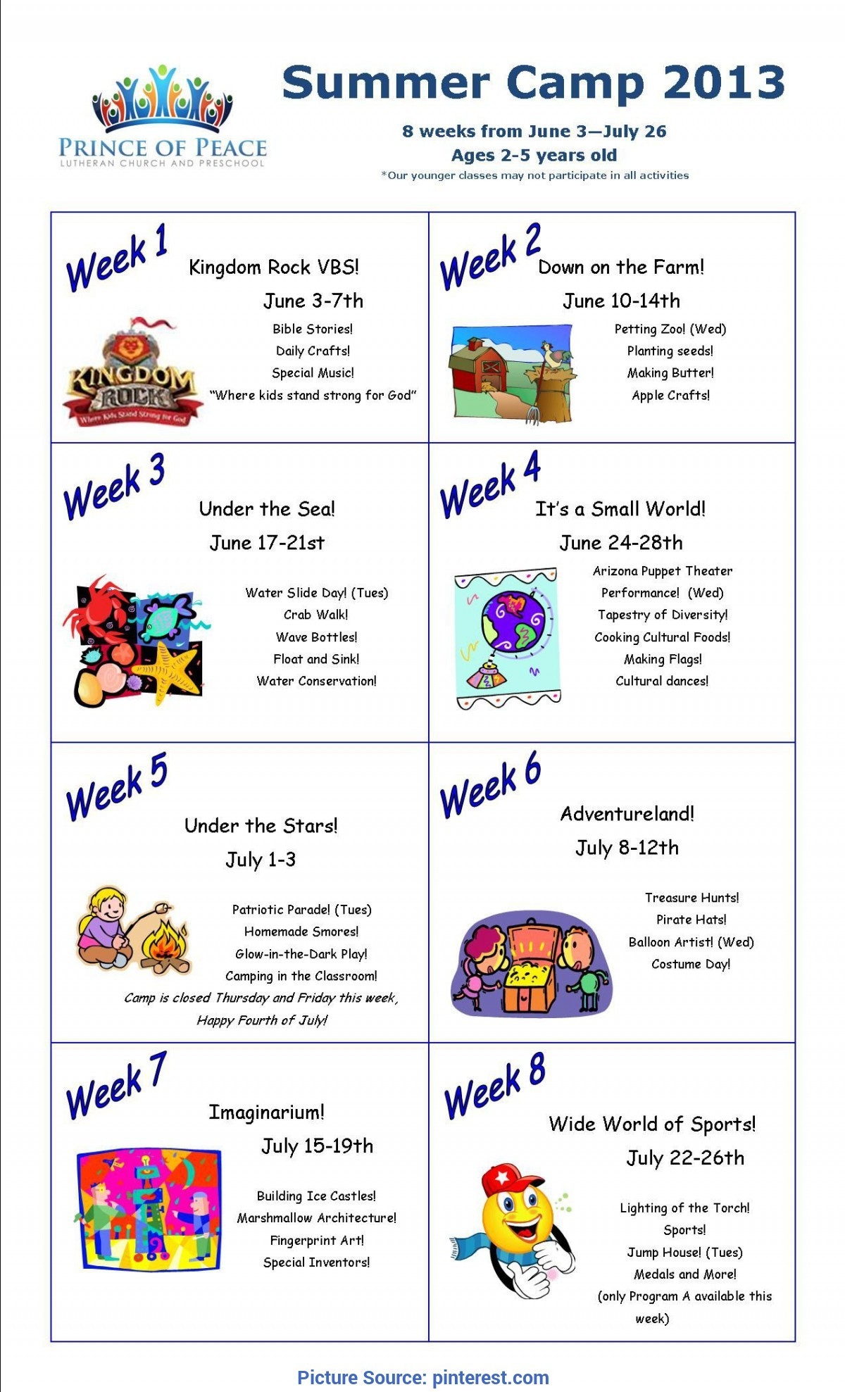 Briliant Preschool Weekly Themes For The Year Summer Camp-Summer Camp Calendar Template Blank