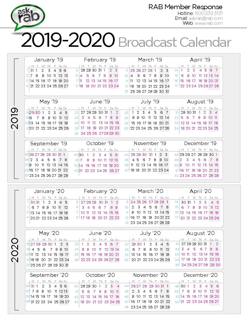 Broadcast Calendars | Rab-Key West Calendar January 2020