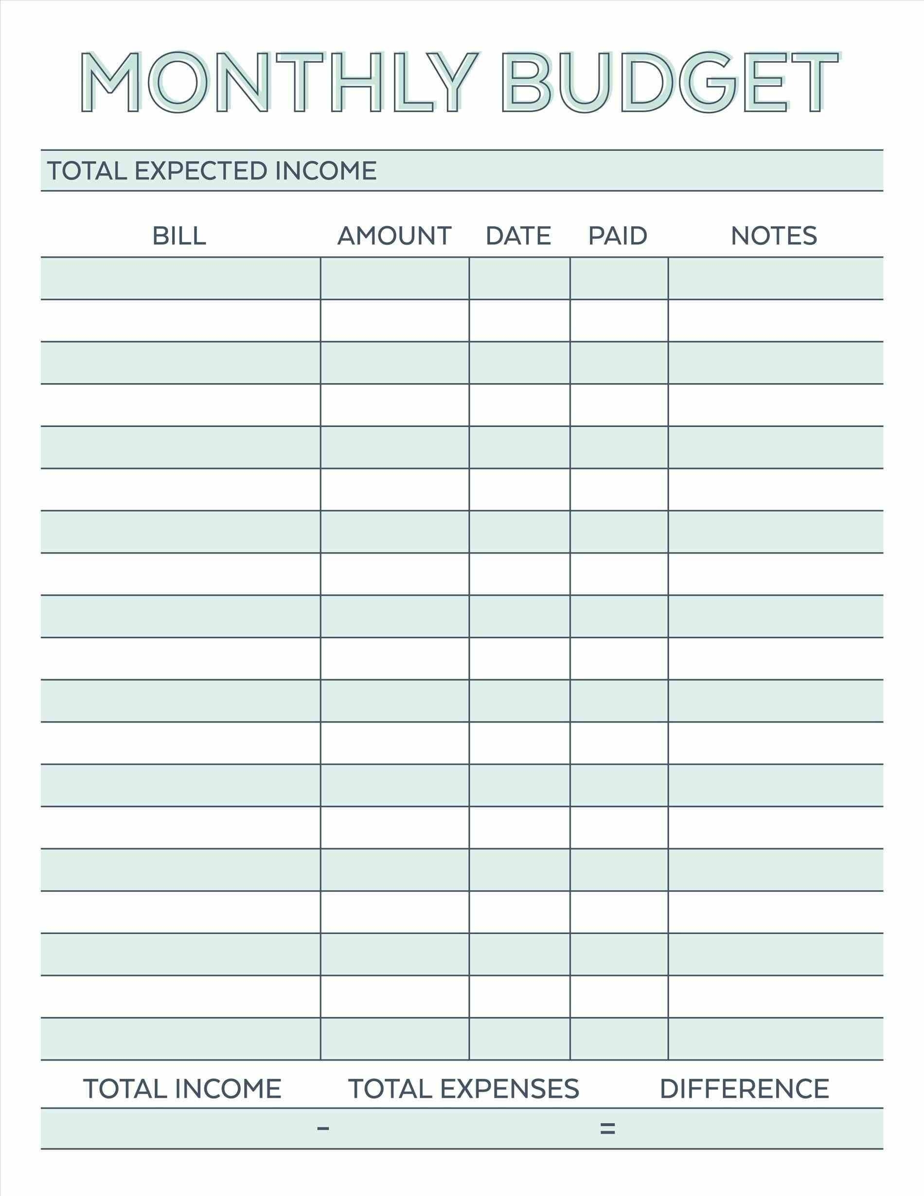 Budget Planner Planner Worksheet Monthly Bills Template Free-Blank Template To List Monthly Billd