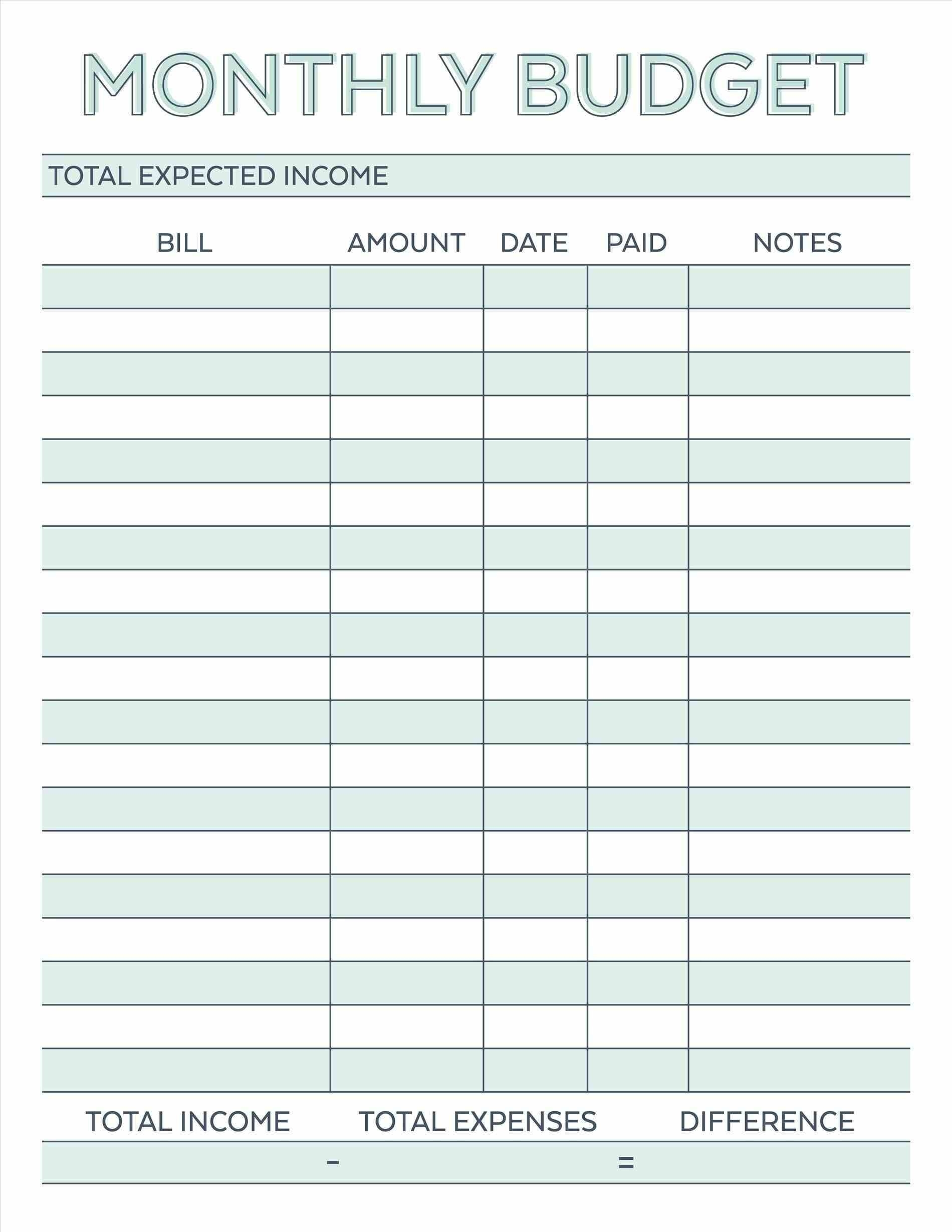 monthly bill chart printable free calendar template