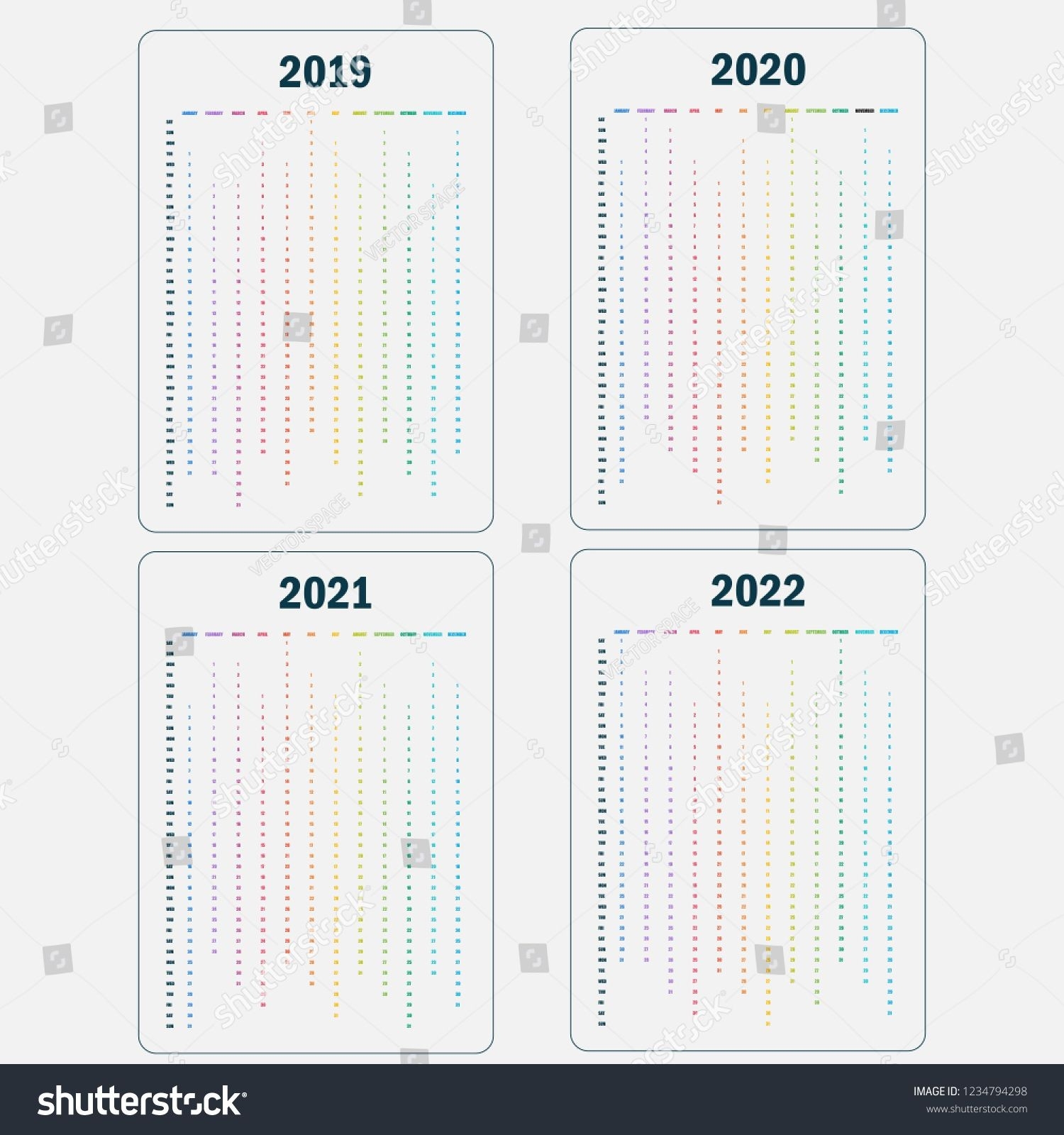 Calendar 2019, 2020, 2021 And 2022 Calendar Template-Adobe Indesign Calendar Template 2020