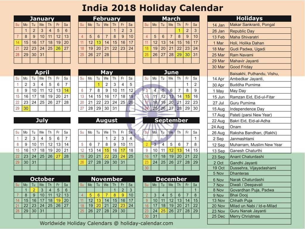 Calendar 2019 Holidays List India In Hindi • Printable Blank-Calendar 2020 Holidays Hindi