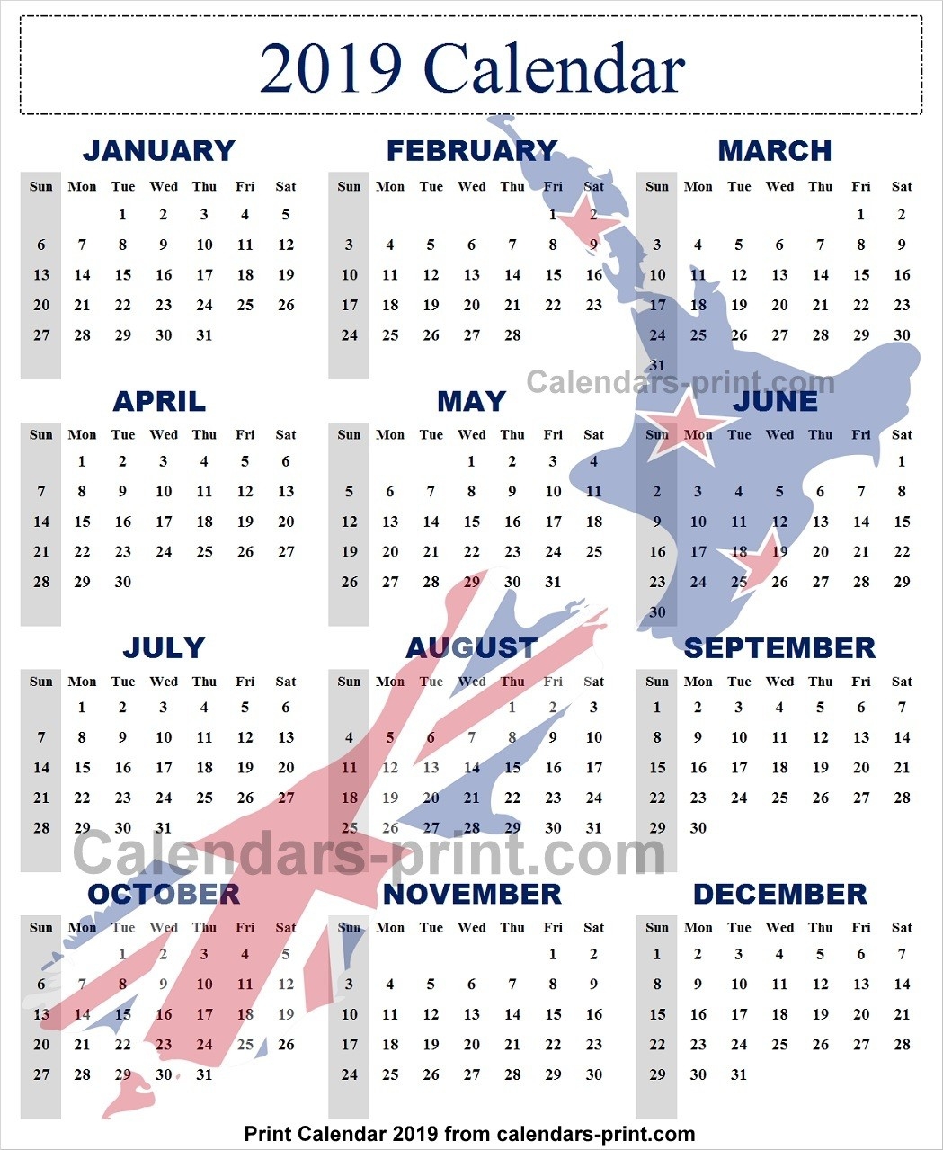 Calendar 2019 New Zealand Archives - Calendar To Print-Six Monthly New Zealand Calendars