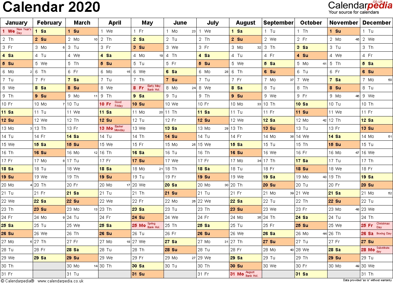 Calendar 2020 (Uk) - 16 Free Printable Pdf Templates-2020 Printable Calendar Templates Uk