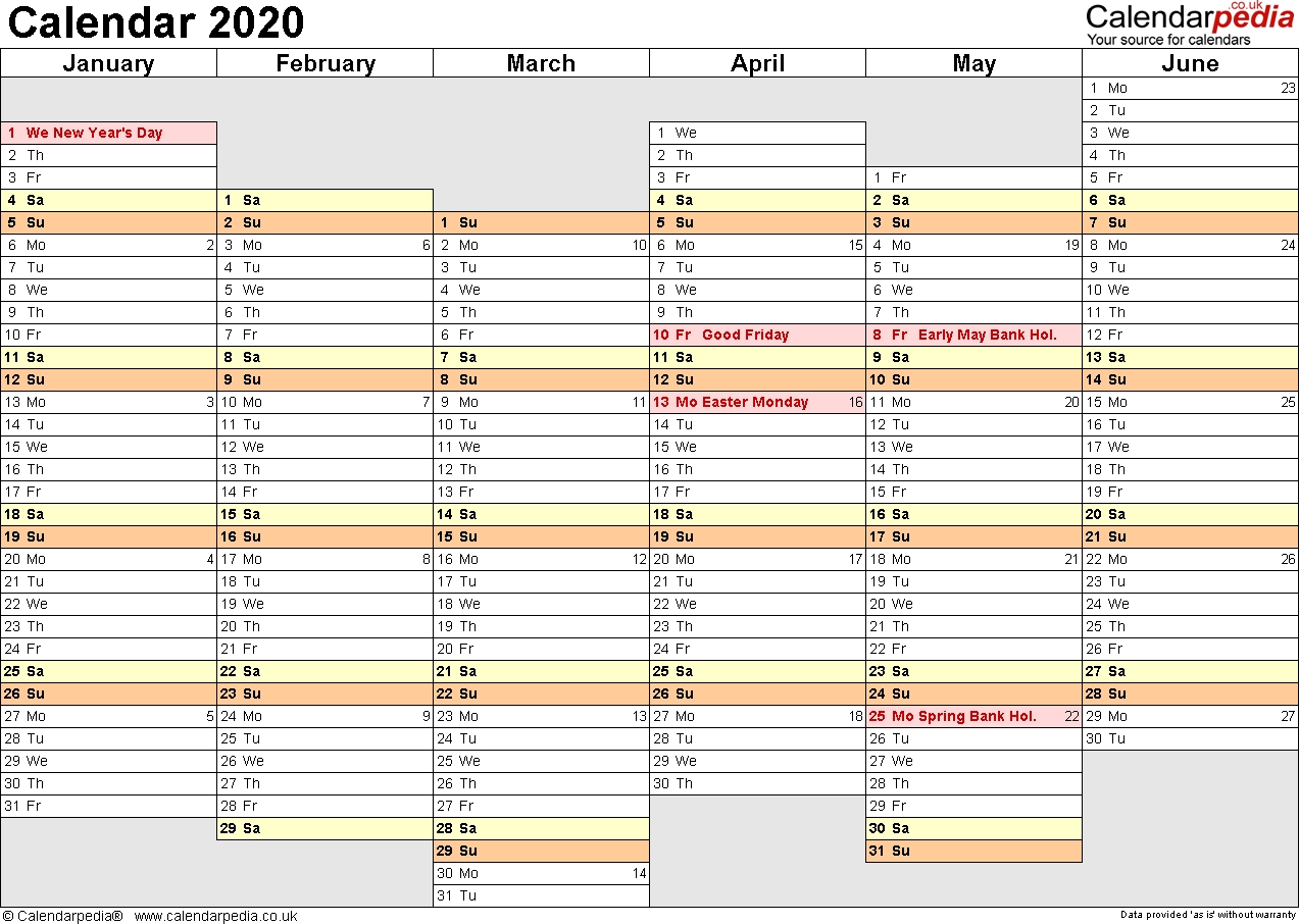 Calendar 2020 (Uk) - 16 Free Printable Word Templates-Monthly Calendar 2020 Printable Din A4
