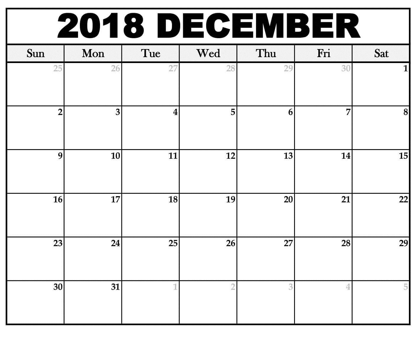 Calendar December 2018 Editable Template | Printable-October 2020 8.5 X 14 Landscape Editable Printable Calendar Templates