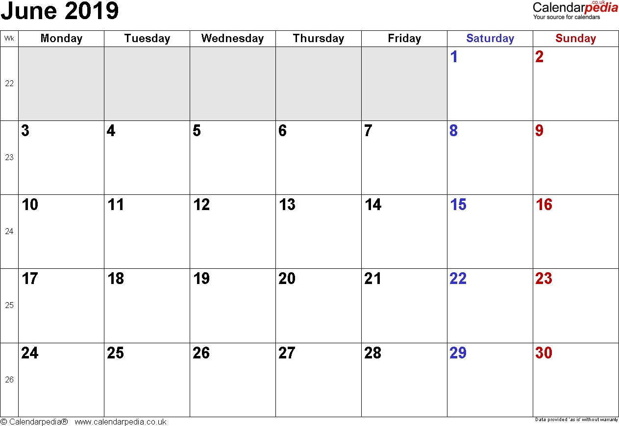 Calendar June 2019 Uk, Bank Holidays, Excel/pdf/word Templates-Blank Month Caledar Uk