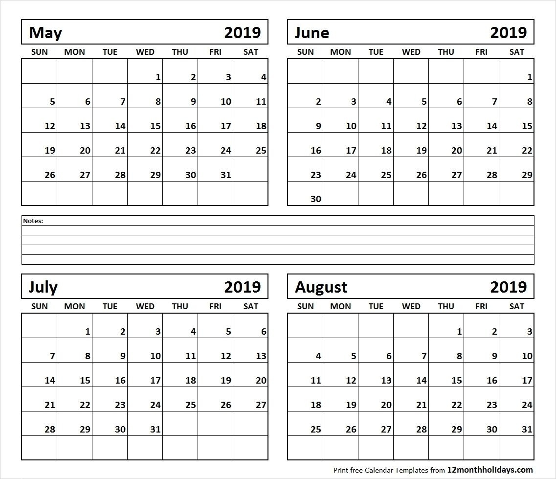 Calendar June-August 2019 | Template Calendar Printable-June July &amp;amp; August Blank Calendar