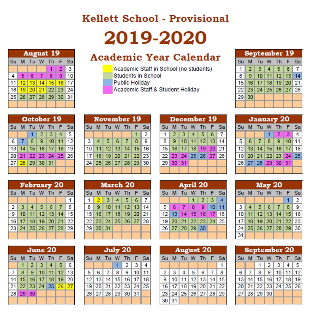 Calendar - Kellett School - The British International School-January 2020 Calendar Hk