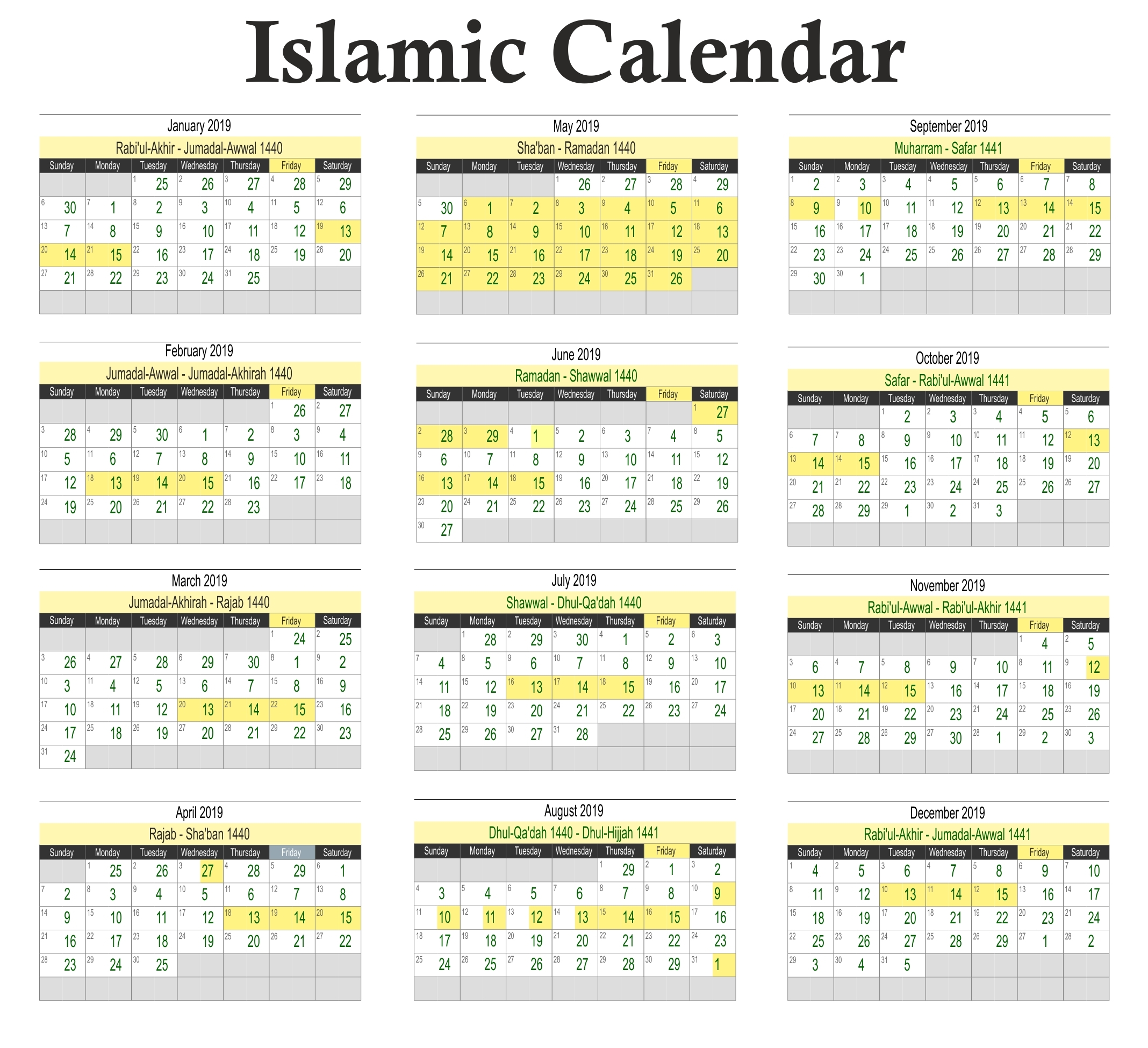 Calendar Muslim Holidays 2019 • Printable Blank Calendar-2020 Calendar Muslim Holidays