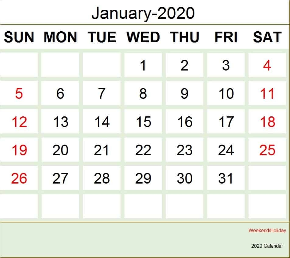 Calendar Of January 2020, Holidays,historical Events In January-January 2020 Calendar Ireland