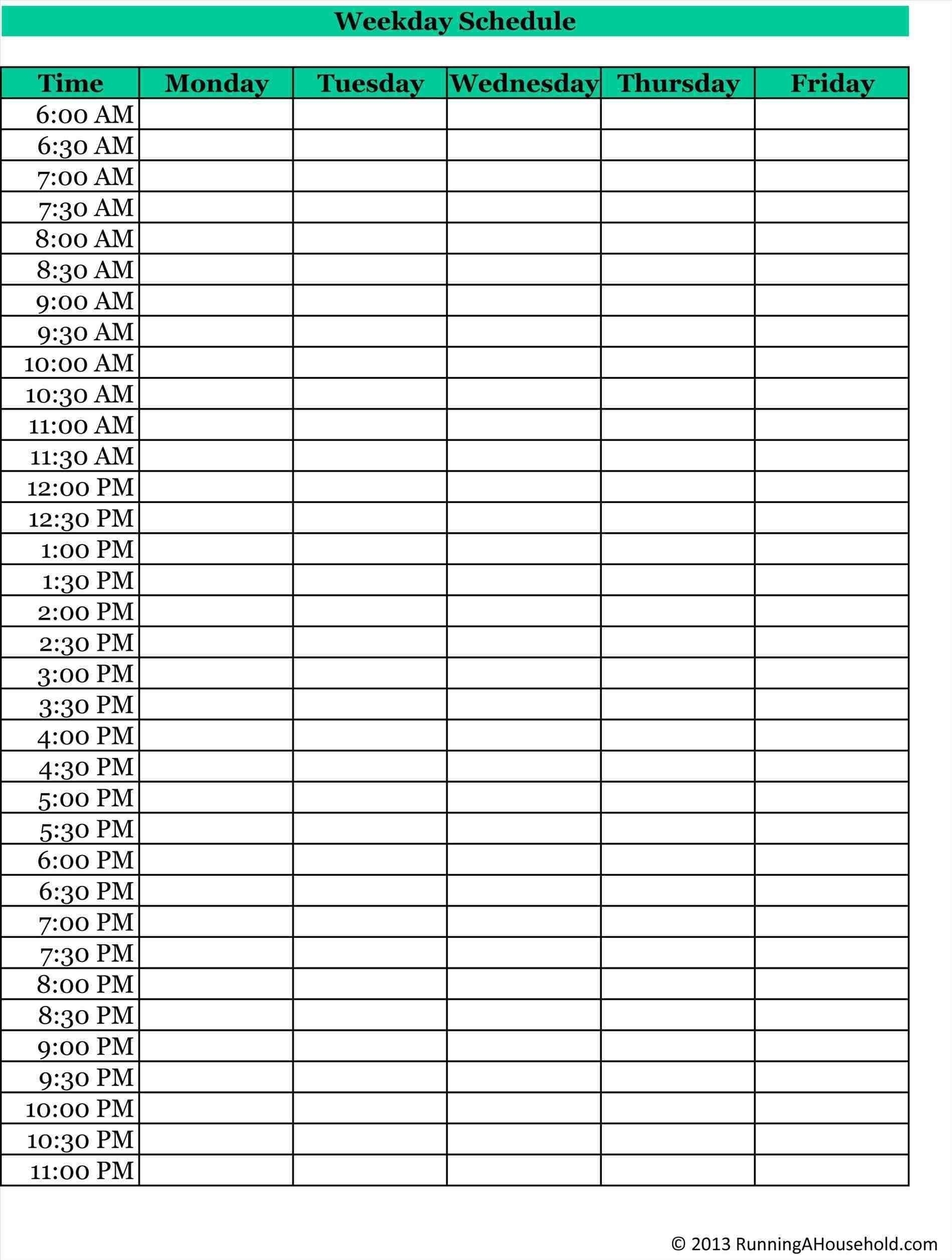 Calendar Template 15 Minute Increments • Printable Blank-Blank Weekly Calendar 15 Minute Increments