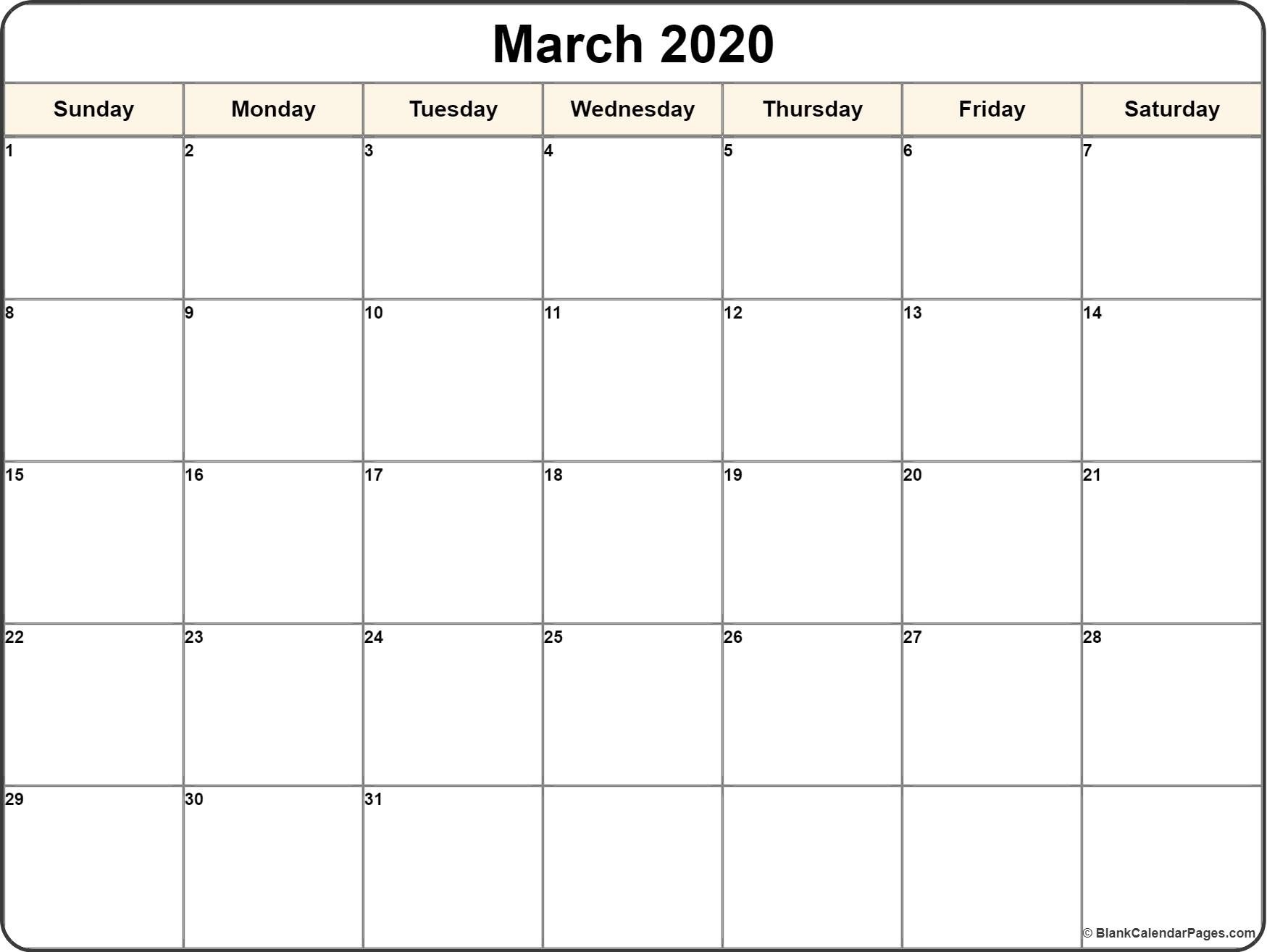Calendar Template 2020 | One Page Calendar Printable-Blank Monthly Calendar Template 2020 Free