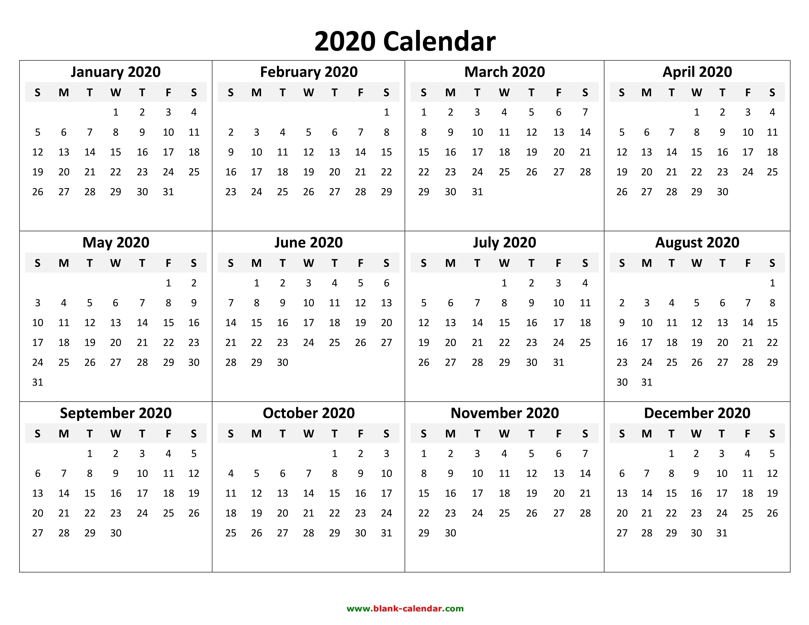 Calendar Template 2020 | One Page Calendar Printable-W 9 Template 2020