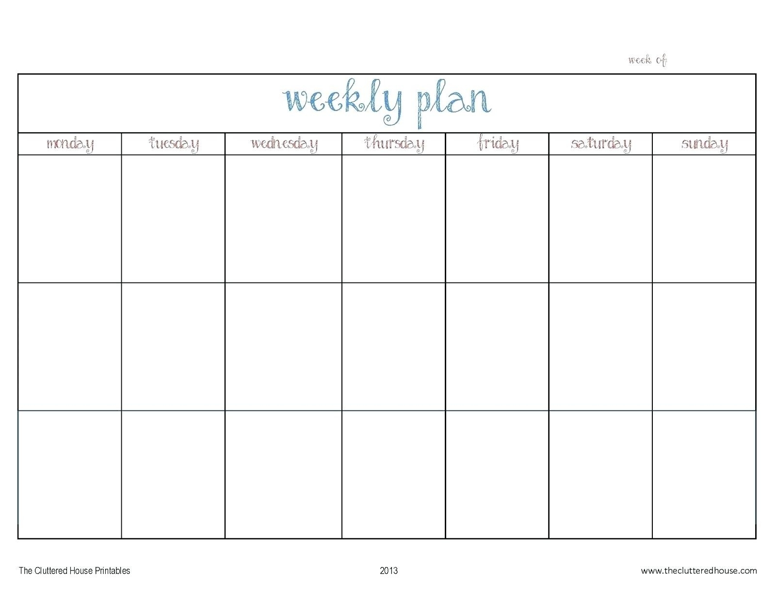 Calendar Template Monday Through Friday • Printable Blank-Monday - Friday Printable Blank Calendar