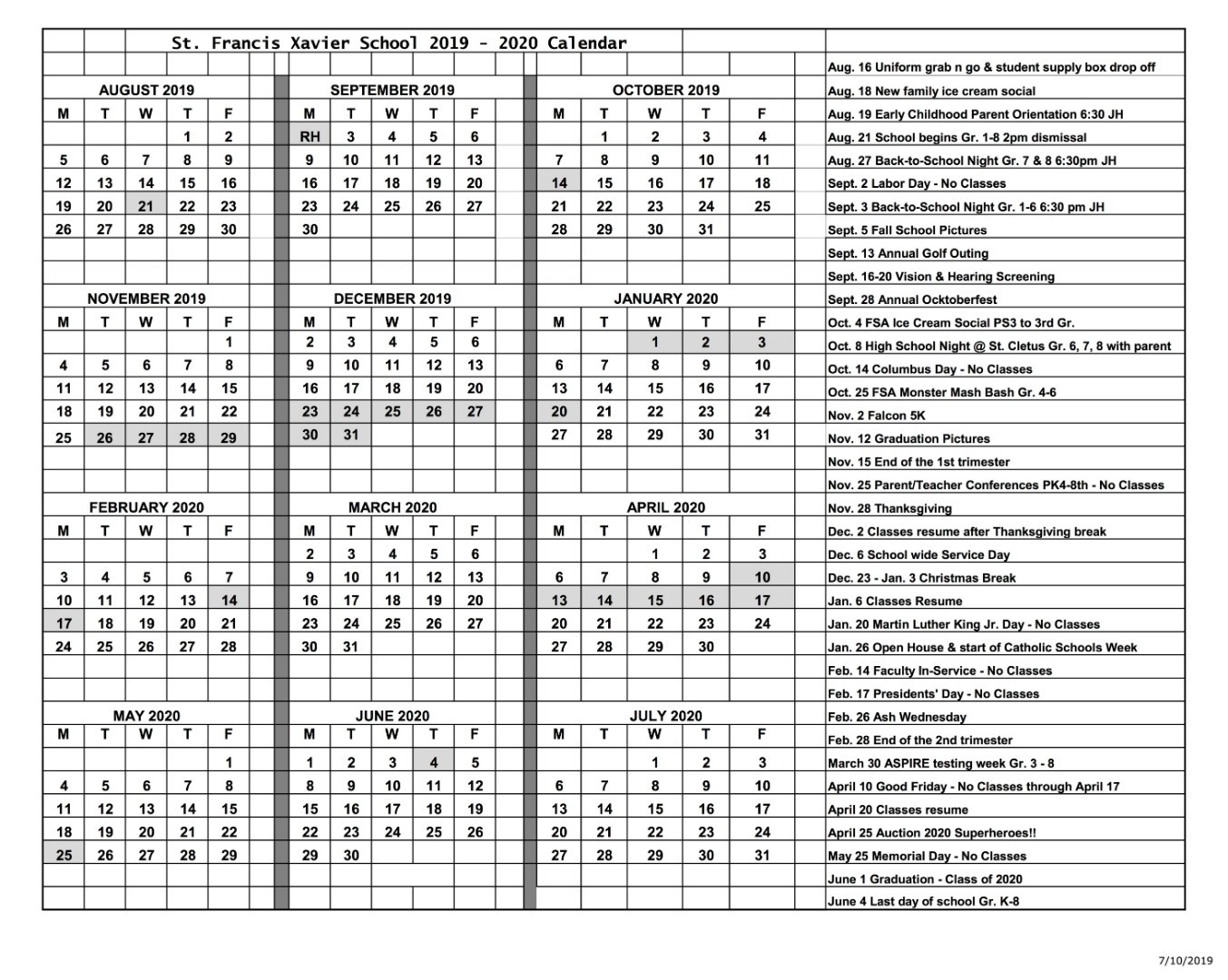 Catholic Liturgical Calendar 2020-Monthly Catholic Church Calendar 2020-2020 Year A