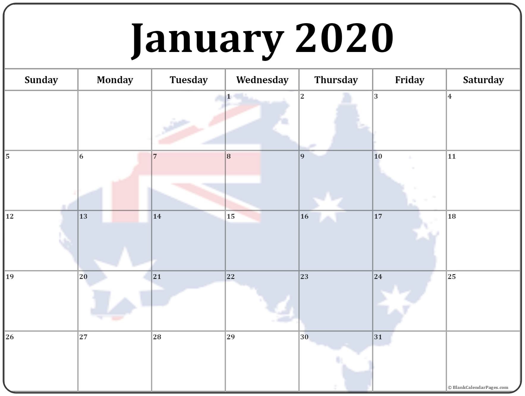 Collection Of January 2020 Photo Calendars With Image Filters.-January 2020 Calendar Australia