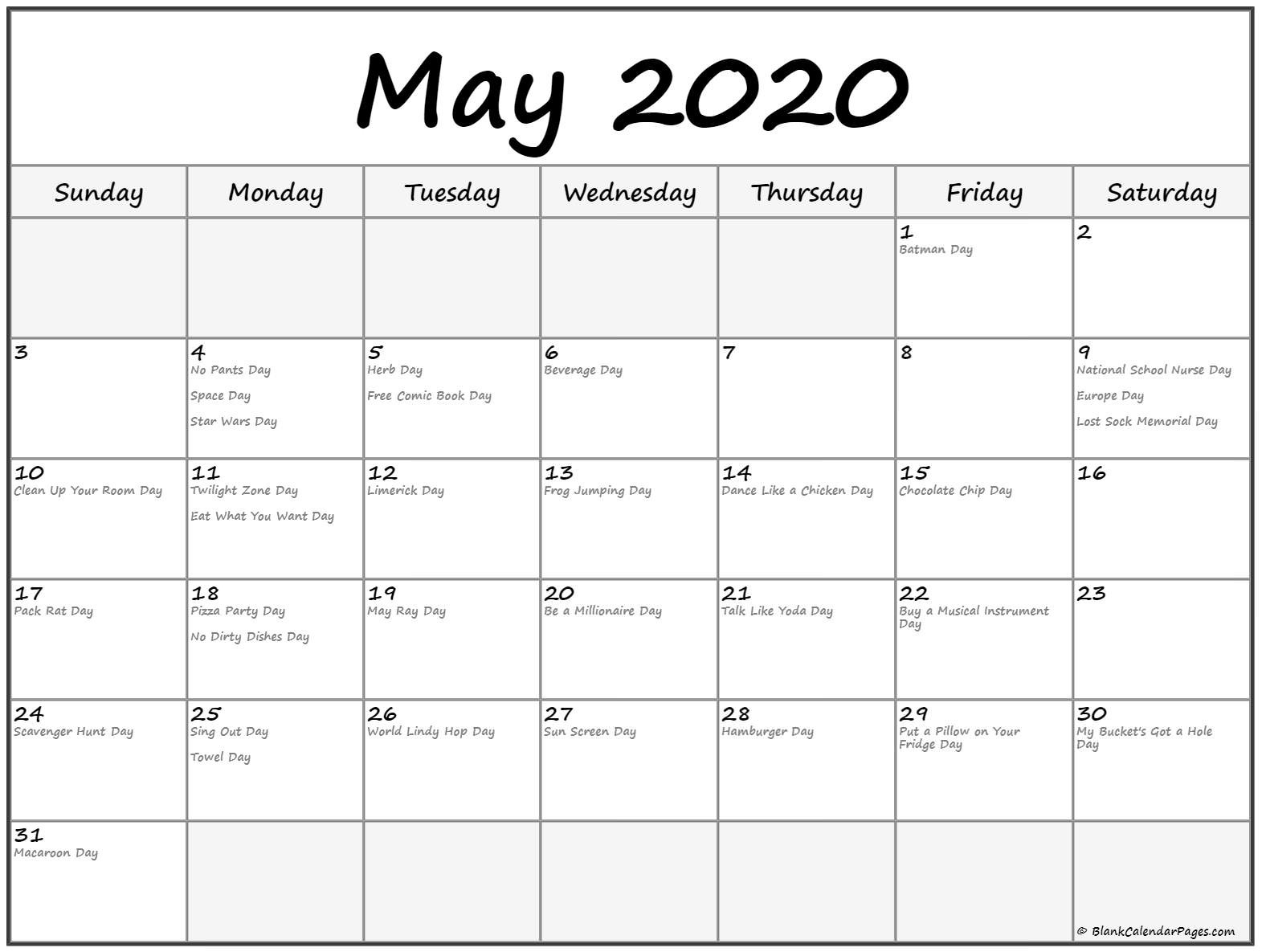 Collection Of May 2020 Calendars With Holidays-2020 May All Holidays