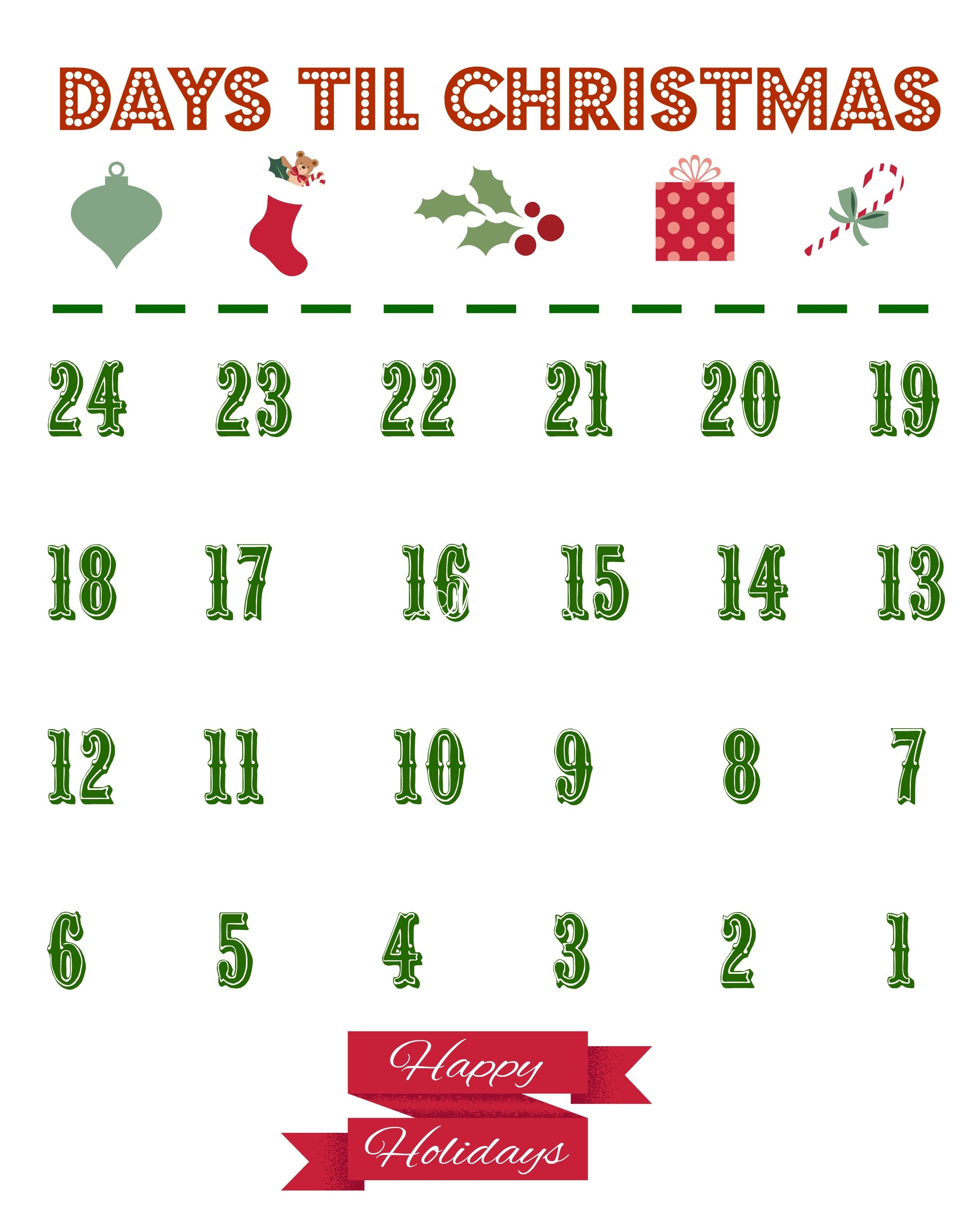 Printable Holiday Countdown Calendar Template Calendar Template Printable