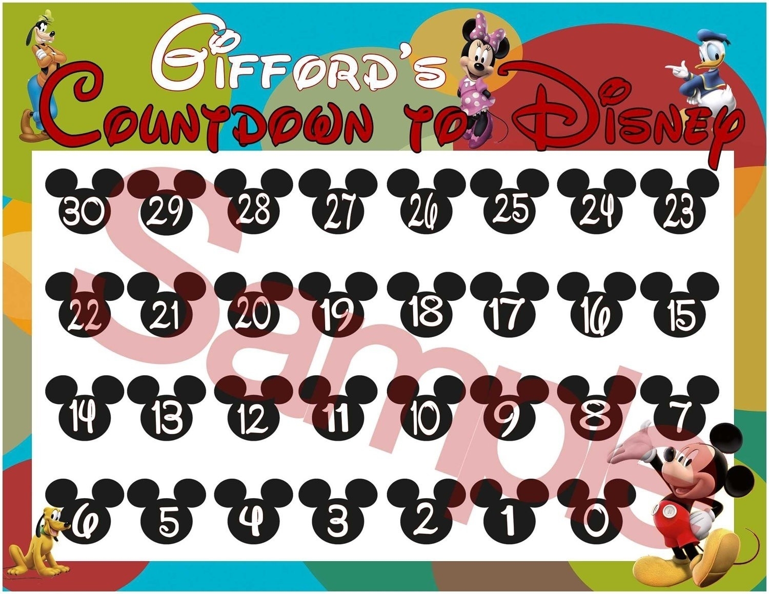 Countdown Calendar To Disney Vacation • Printable Blank-Disney Countdown Calendar Template