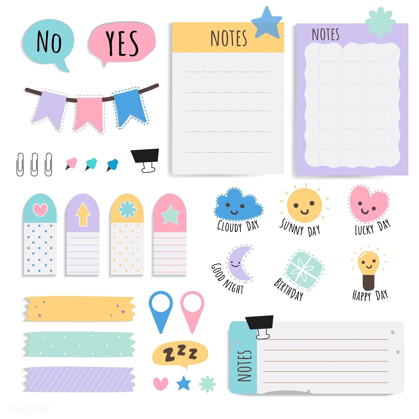 Cute Sticky Note Papers Printable Set | Free Image By-Free Sticky Note Calendar Template