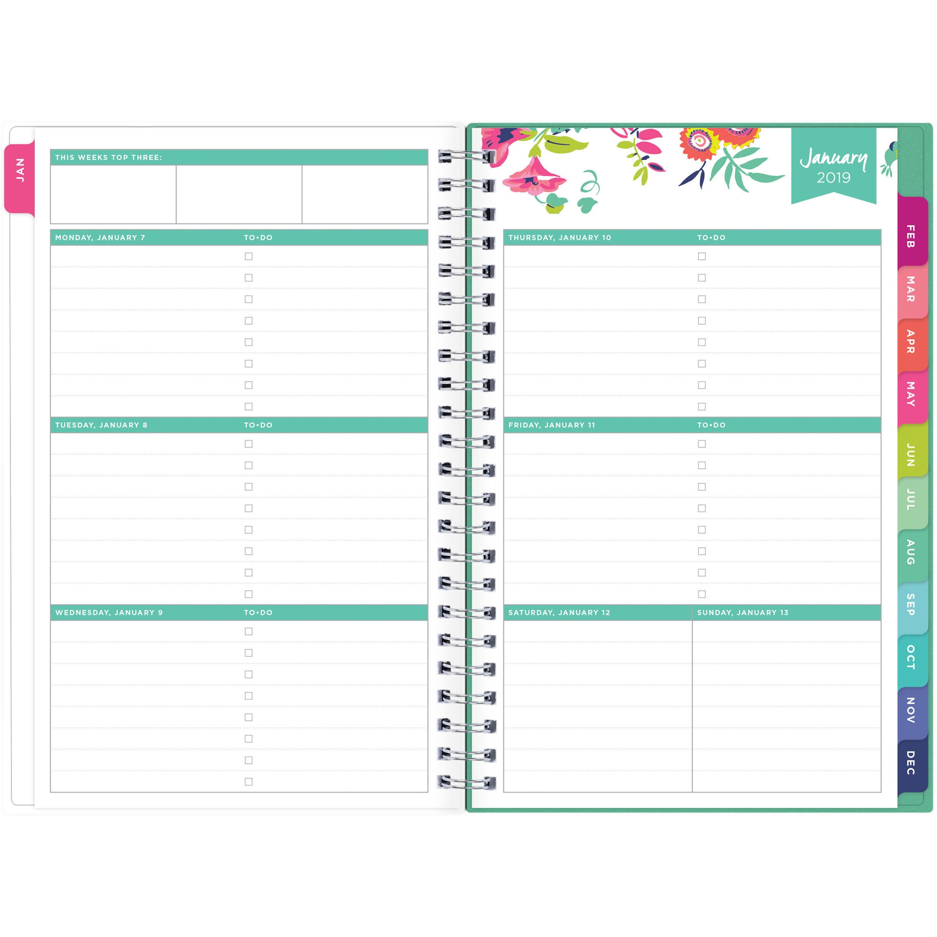 Day Designer For Blue Sky 2019 Weekly &amp; Monthly Planner, Twin-Wire Binding,  5&quot; X 8&quot;, Peyton White-5X8 Monthly Planner Calendar