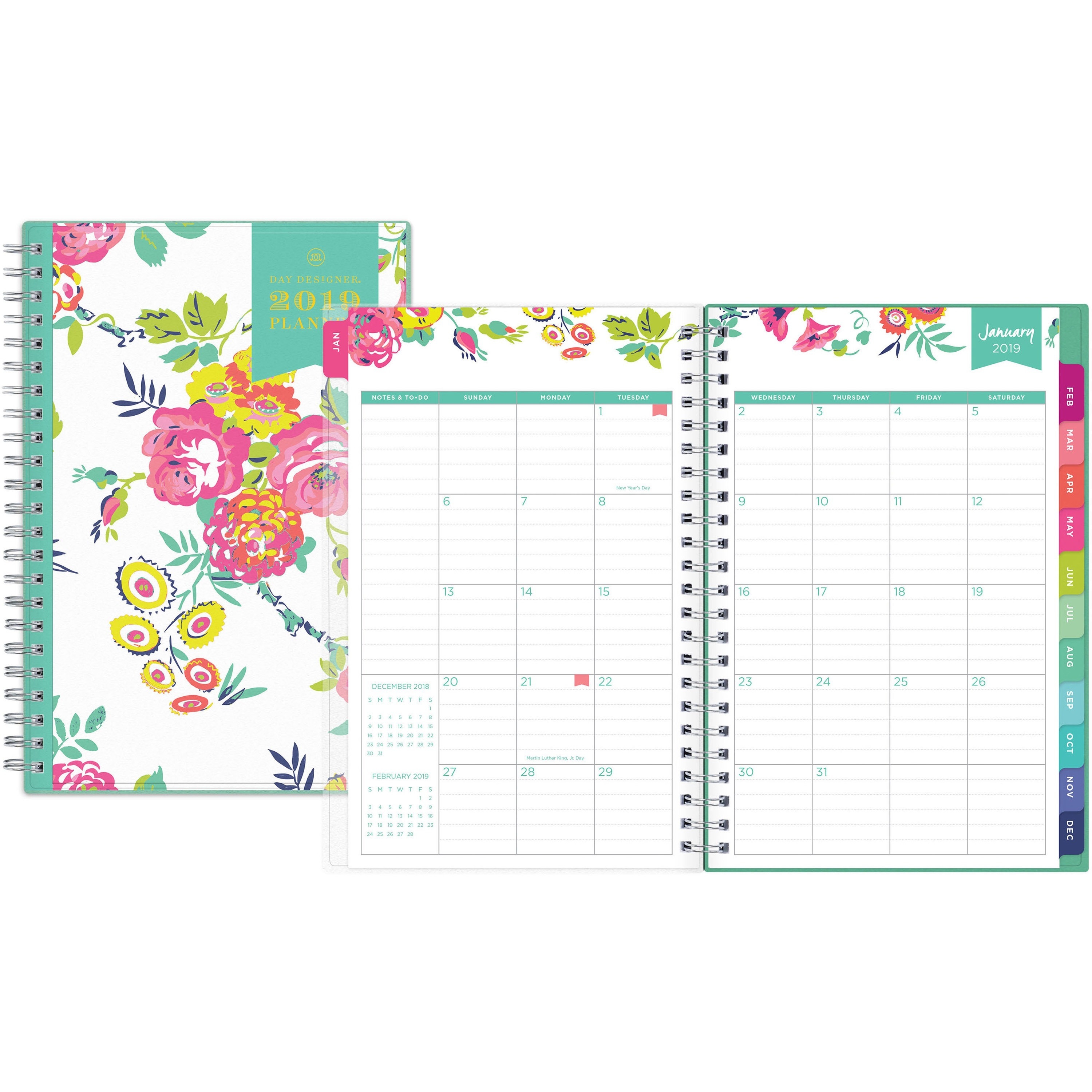 Day Designer For Blue Sky 2019 Weekly &amp; Monthly Planner, Twin-Wire Binding,  5&quot; X 8&quot;, Peyton White-5X8 Monthly Planner Calendar