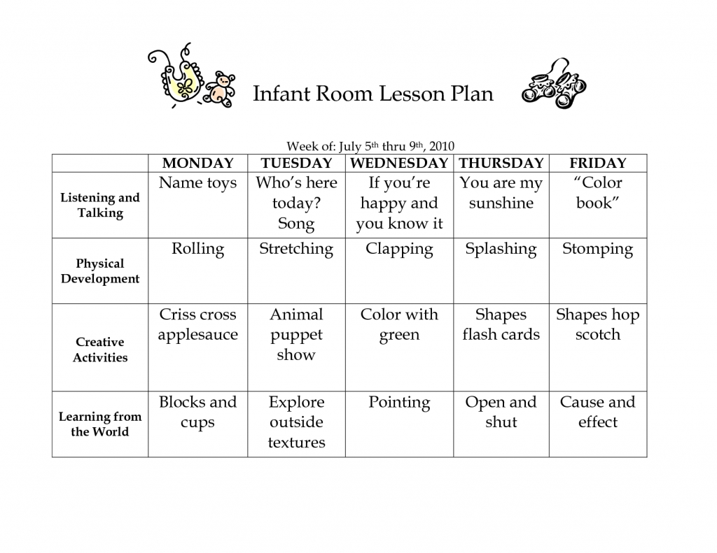 Daycare Lesson Plans For Toddlers Free Curriculum Two Year-Daycare Weekly Lesson Plan Template