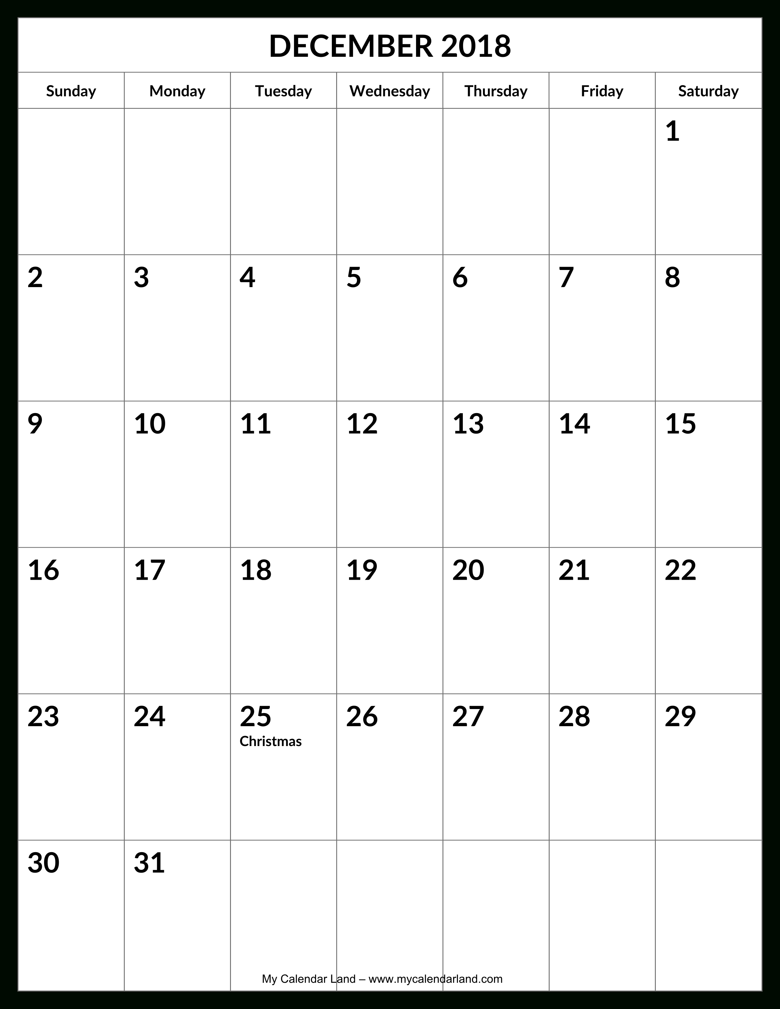 Blank Calender 31 Days | Calendar Template Printable