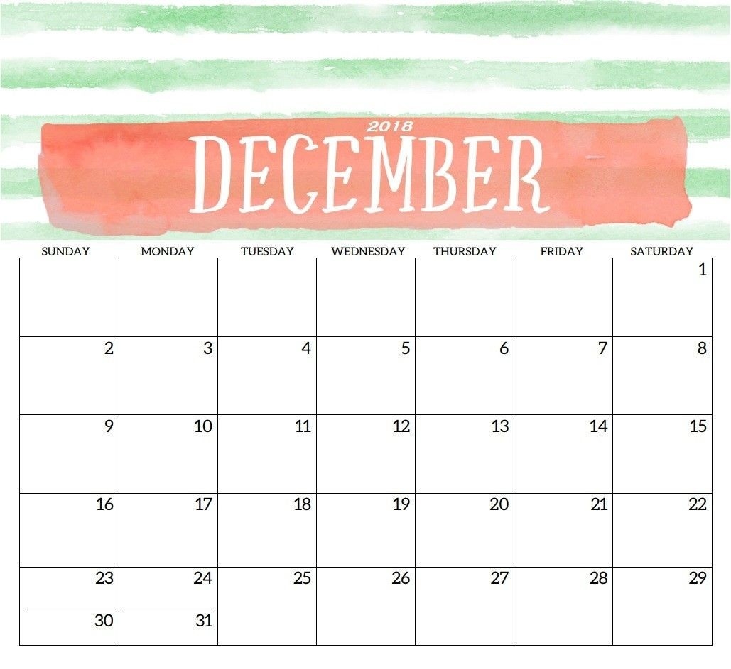 December 2018 Printable Calendar Template | Print Free-5X8 Calendar Templates To Print