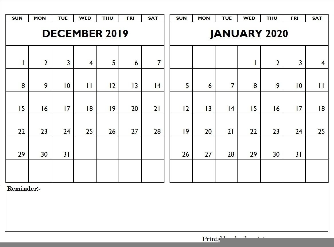 December 2019 January 2020 Calendar Editable | December 2019-Monthly Calendar Topics 2020